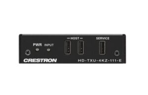 Der Crestron HD-TXU-4KZ-111-E ist ein leistungsstarker Transmitter zur Verlängerung von USB-C® DisplayPort™, USB 2.0 und Ethernet-Signalen über CATx-Kabel.