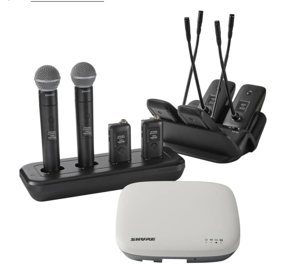 Das Shure Microflex Wireless neXt 4 & 8 System bietet flexible, hochwertige Audiolösungen für hybride Meetings, Schulungen und Konferenzen. Dank kabelloser Freiheit, langer Akkulaufzeit und einfacher Bedienung ist es ideal für dynamische Arbeitsumgebungen.